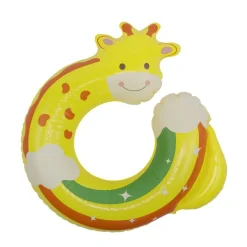 Bouée ronde en plastique ouverte design girafe jaune Ø65cm