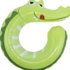 Bouée ronde en plastique ouverte design crocodile vert Ø65cm