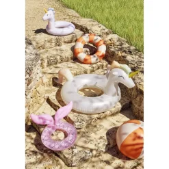 Bouée ronde en plastique ouverte design queue de sirène rose 48x55cm < Gifi New