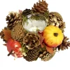Bougeoir automne déco mini citrouilles feuillage et pommes de pin Ø19xH7,5cm