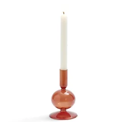 Bougeoir boule chandelier verre ambre Ø8,7xH15cm