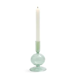 Bougeoir boule chandelier verre vert Ø8,7xH15cm