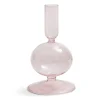 Bougeoir boule chandelier verre rose clair Ø8,7xH15cm < Gifi Discount