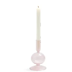 Bougeoir boule chandelier verre rose clair Ø8,7xH15cm < Gifi Discount