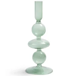 Bougeoir chandelier verre vert Ø8,7xH21,5cm