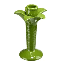 Bougeoir céramique forme palmier vert Ø10xH16cm