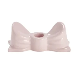 Bougeoir dolomite forme noeud coloré L14,5xH6cm (2 modèles rouge ou rose)
