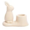 Bougeoir en céramique avec lapin couleur pastel 9,5x5xH8,5cm (3 modèles)