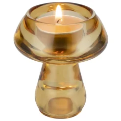 Bougeoir forme champignon verre Ø6XH7 cm (3 modèles rouge/vert/jaune) < Gifi Clearance