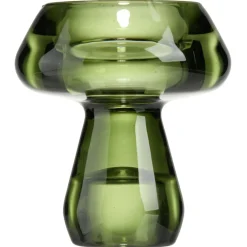 Bougeoir forme champignon verre Ø6XH7 cm (3 modèles rouge/vert/jaune) < Gifi Clearance
