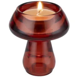 Bougeoir forme champignon verre Ø6XH7 cm (3 modèles rouge/vert/jaune) < Gifi Clearance