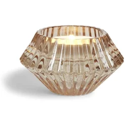 Bougeoir forme coquillage en verre rose
