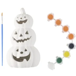 Bougeoir LED citrouille Halloween plâtre à peindre mini peinture 3ml x8 (2 modèles)