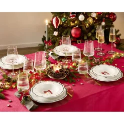 Bougeoir rond décoration pin et boules de Noël L19X19XH9 cm bois et verre < Gifi Hot