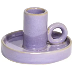 Bougeoir rond en céramique Ø9,6xH5,7cm - 2 modèles vert ou violet