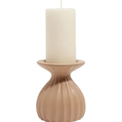 Bougeoir rond strie relief céramique marron - Ø12xH13cm < Gifi Online