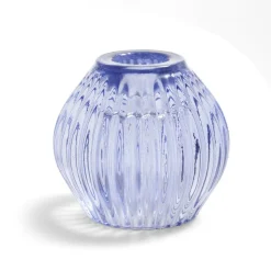 Bougeoir rond verre bleu Ø7,5xH7,5cm