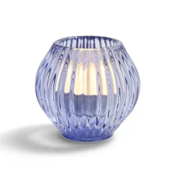 Bougeoir rond verre bleu Ø7,5xH7,5cm