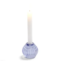 Bougeoir rond verre bleu Ø7,5xH7,5cm