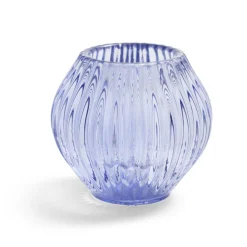 Bougeoir rond verre bleu Ø7,5xH7,5cm