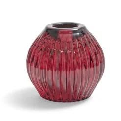 Bougeoir rond verre rose foncé Ø7,5xH7,5cm