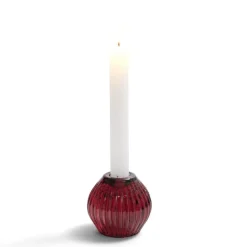 Bougeoir rond verre rose foncé Ø7,5xH7,5cm