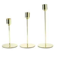 Bougeoir sur pied x3 métal 3 tailles H14,5/17,5/21,5cm (2 modèles)