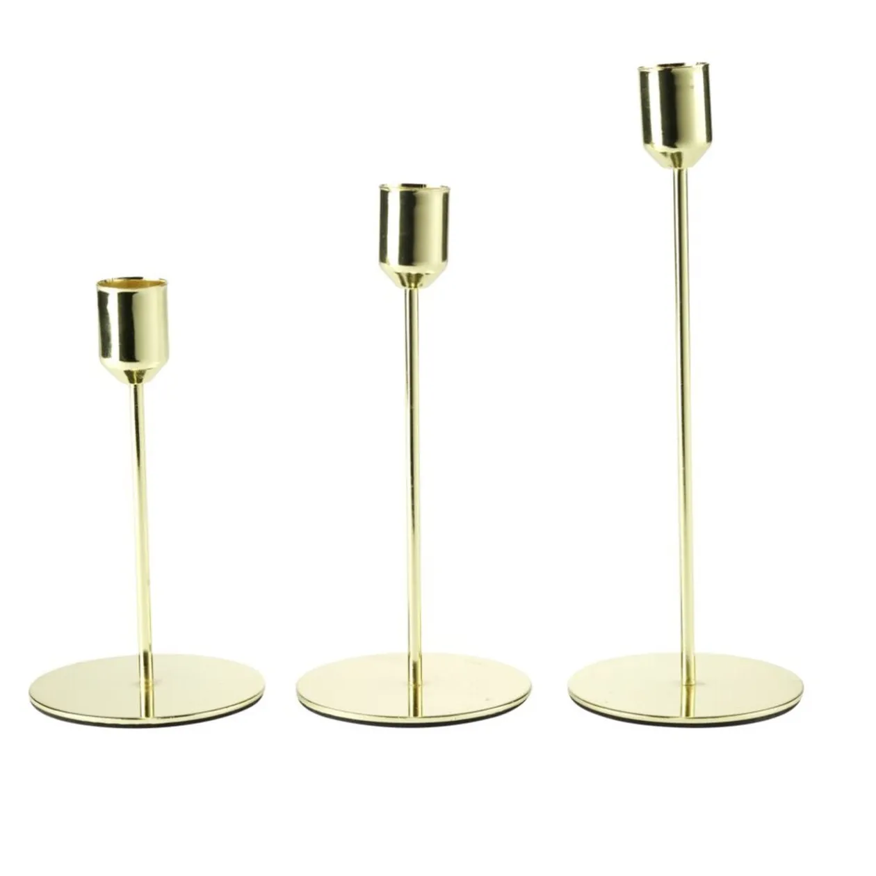 Bougeoir sur pied x3 métal 3 tailles H14,5/17,5/21,5cm (2 modèles)