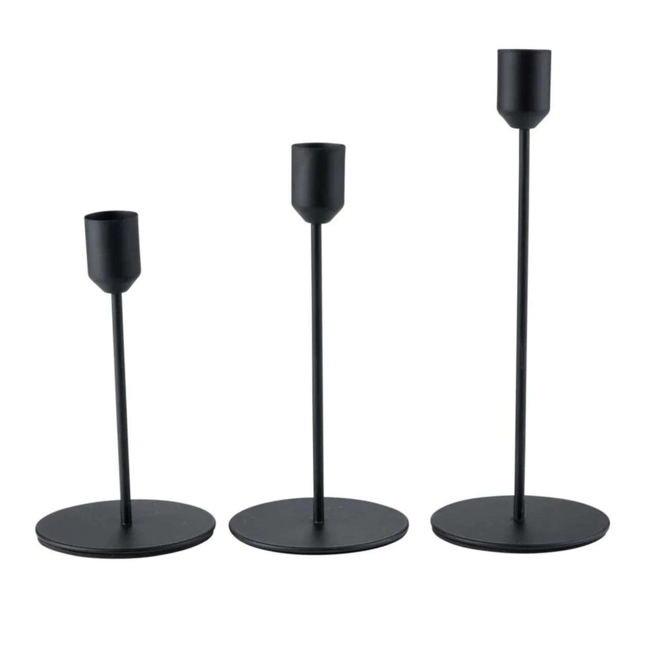 Bougeoir sur pied x3 métal 3 tailles H14,5/17,5/21,5cm (2 modèles)