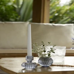 Bougeoir verre bleu Ø7,5xH9cm < Gifi Discount
