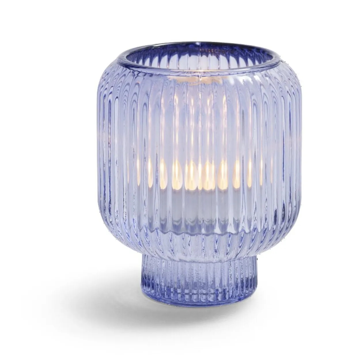 Bougeoir verre double usage bleu Ø7xH8,5cm