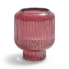 Bougeoir verre double usage rose foncé Ø7xH8,5cm