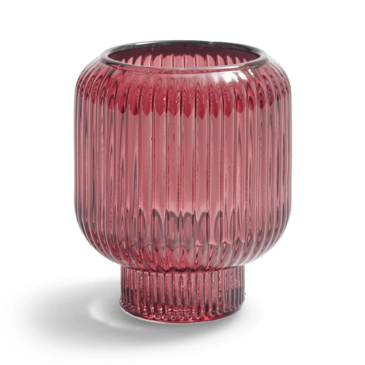 Bougeoir verre double usage rose foncé Ø7xH8,5cm