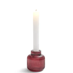Bougeoir verre double usage rose foncé Ø7xH8,5cm