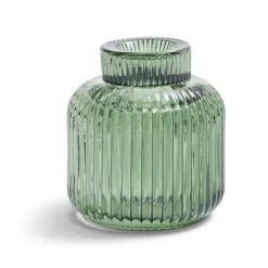 Bougeoir verre double usage vert Ø7xH8,5cm