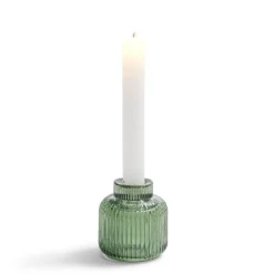 Bougeoir verre double usage vert Ø7xH8,5cm