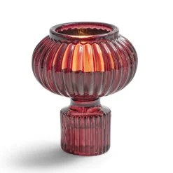 Bougeoir verre rose foncé Ø7,5xH9cm