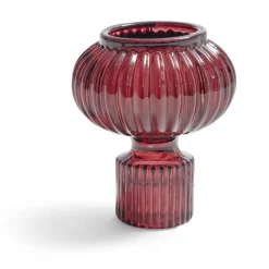 Bougeoir verre rose foncé Ø7,5xH9cm