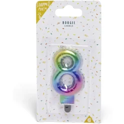 Bougie anniversaire chiffre 8 iridescent