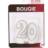 Bougie anniversaire chiffre 2 mat argenté