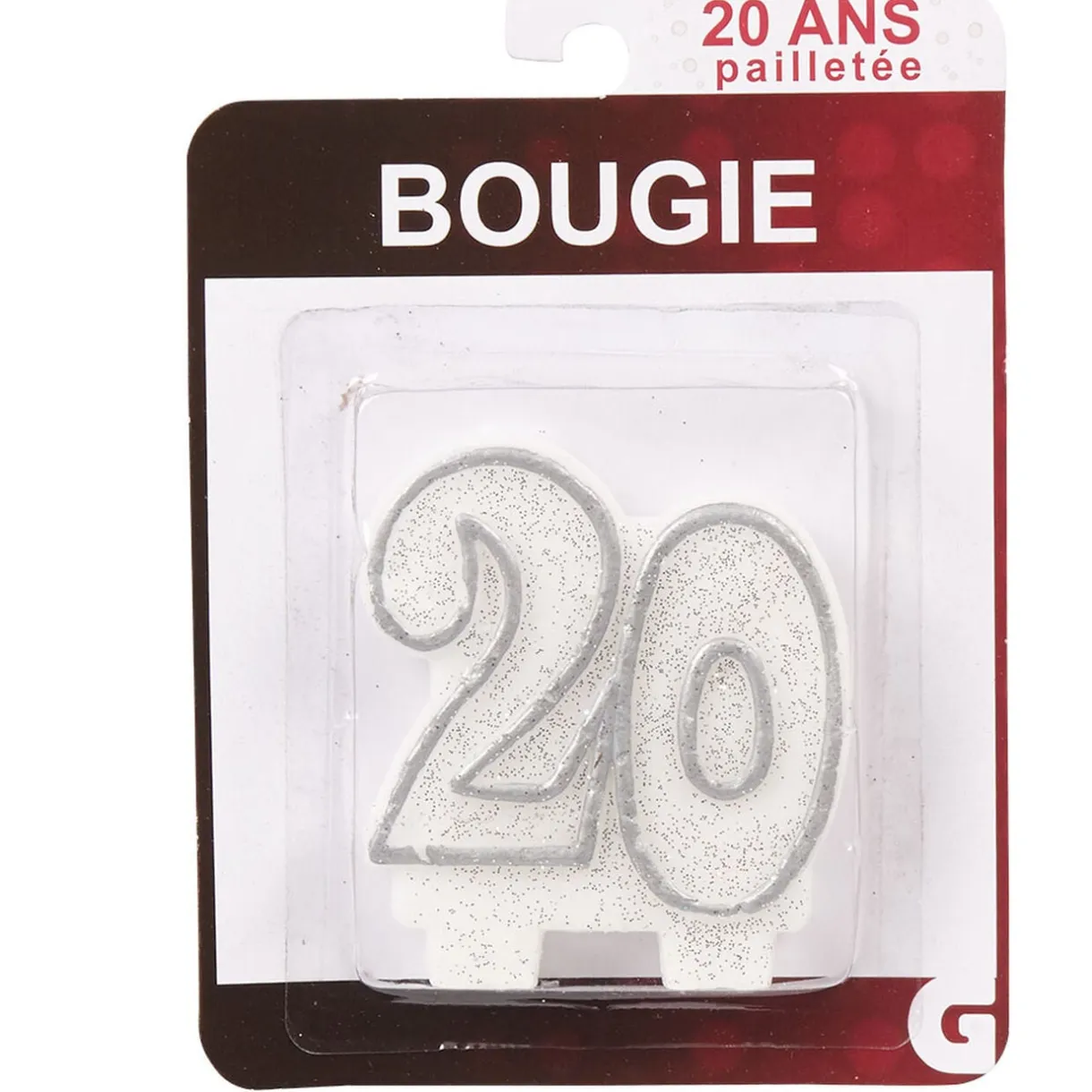 Bougie anniversaire chiffre 2 mat argenté