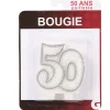 Bougie anniversaire chiffre 3 mat argenté