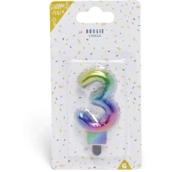 Bougie anniversaire chiffre 3 iridescent < Gifi Discount