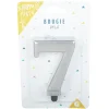 Bougie anniversaire chiffre 7 mat argenté