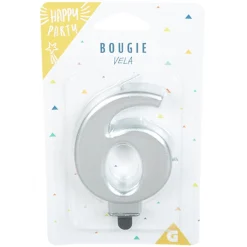 Bougie anniversaire chiffre 6 iridescent