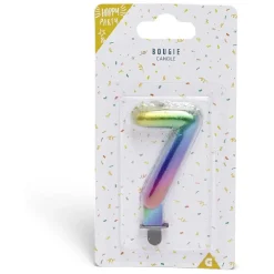 Bougie anniversaire chiffre 7 iridescent < Gifi