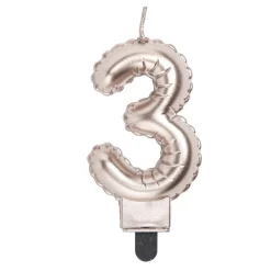 Bougie anniversaire chiffre 3 rose gold