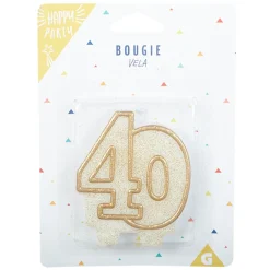 Bougie anniversaire chiffre 40 doré pailleté < Gifi Hot