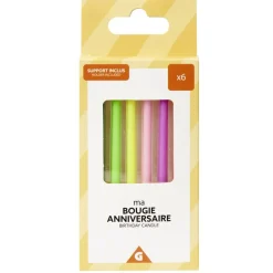 Bougie anniversaire H6cm 6 pièces < Gifi Online