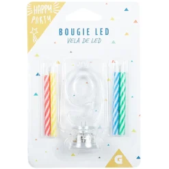 Bougie anniversaire lumineuse à led chiffre 9